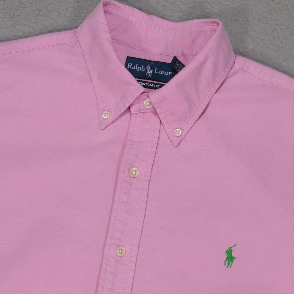 Polo Ralph Lauren Shirt Mens XL Custom Fit Chambray Pink Button Down Long Sleeve